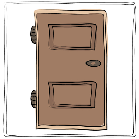 Old door icon, isolated illustration vector. Close up wooden door with simple designのイラスト素材