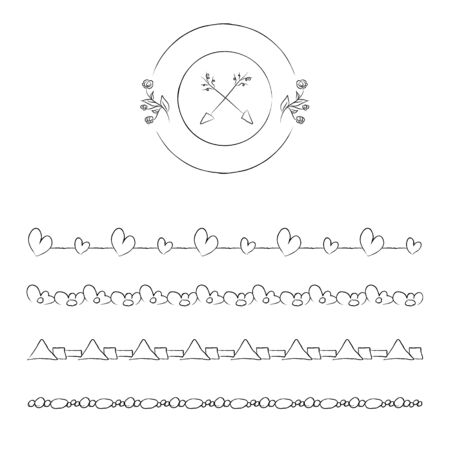 Hand drawn collection of romantic invitations. Wedding, marriage, bridal, birthday, Valentine\'s day. Isolated.のイラスト素材