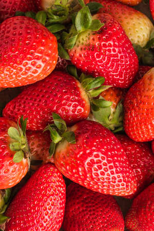 Fresh strawberries. Top view with copy spaceの写真素材