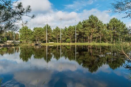 Scenic view of Bucaquinho Natural Park, Ovar, north of Portugal. Renewable energyの写真素材