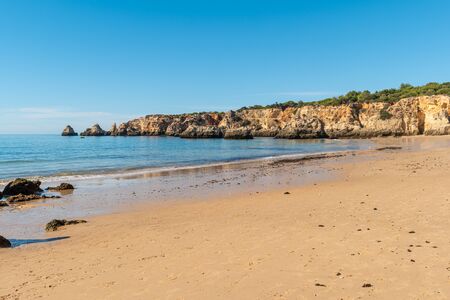 View of the Alemao Beach (Praia do Alemao) in Portimao Algarve Portugal; Concept for travel in Portugal and Algarve.の写真素材