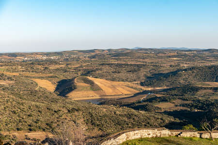 Douro Valley, Portugal. Top view of river, and the vineyards are on a hills.の写真素材