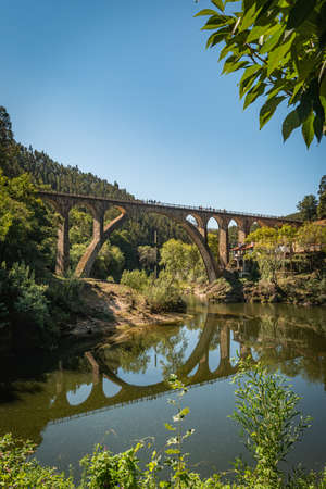 Old railway bridge in PoÃ§o de Santiago in Sever do Vouga, Aveiro, Portugalの写真素材