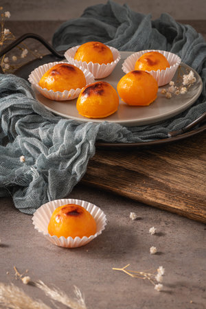 Traditional Portuguese conventual sweet called Castanhas de Ovos from Alcobaca, Portugal