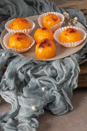 Traditional Portuguese conventual sweet called Castanhas de Ovos from Alcobaca, Portugal