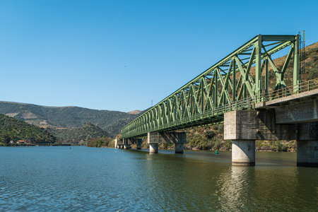 Douro valley view near the Ferradosa bridge at Sao Xisto Located in Vale de Figueira, Sao Joao da Pesqueira Municipality, the village is dominated by a breathtaking landscape.の写真素材