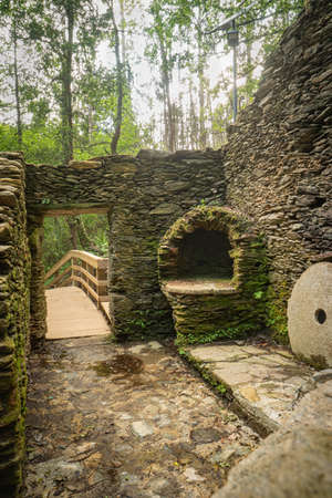 Surrounding landscape of the Estanislau fountain park and the Lourido river that divides the parishes of Arada and Maceda in the Municipality of Ovar, Portugalの写真素材