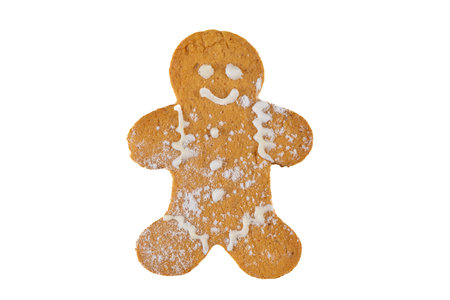 Gingerbread cookie man shape isolated on white background