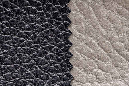 Genuine leather texture background. Black and silver textures for decoration blank. Vintage skin...