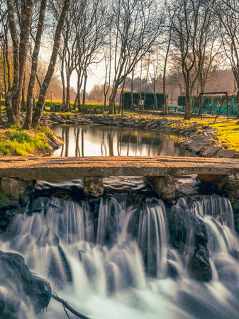 Nadais leisure park on the banks of the Uima River, Pigeiros, Santa Maria da Feira, Portugalの写真素材