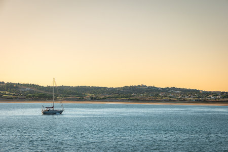 Harbor from Alvor at sunset in Portugal.の写真素材
