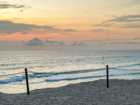 A sunset at Furadouro beach, Ovar, Aveiro region of Portugal.の写真素材
