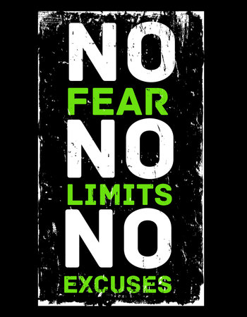 No fear no limits no excuces. Motivational quote typography banner designの写真素材