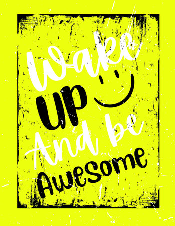 wake up and be awesome. Motivational quote typography banner designの写真素材
