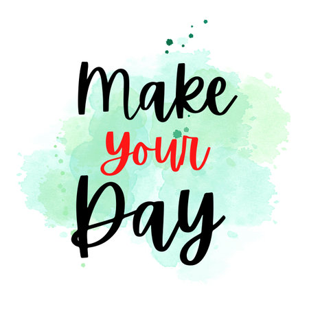 Make your day. Motivational quote on watercolor backgroundの写真素材