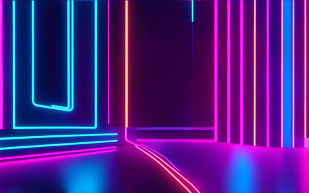 3d render, abstract neon background, neon light, ultraviolet light, ultraviolet lightの素材