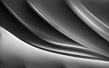 abstract metallic background with smooth wavy lines in black and white colorsの素材