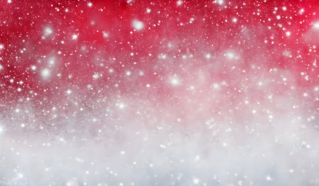 Christmas background with snowflakes and stars on a red background.の素材