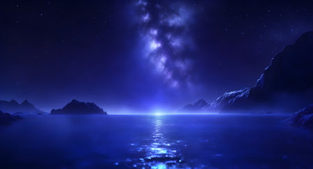 Fantasy alien planet. Mountain and lake. 3D illustration.の素材