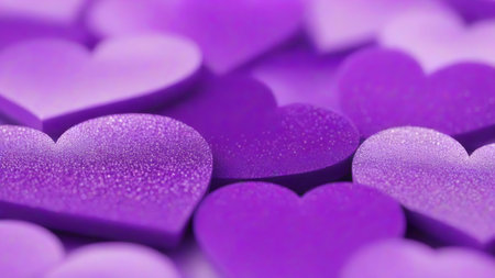Purple hearts as a background for Valentine's day. Macro.の素材
