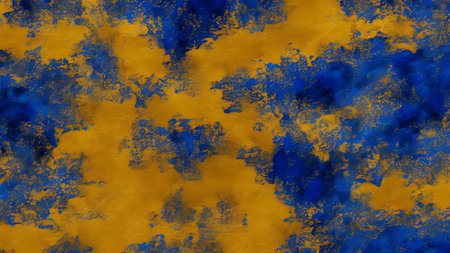 Abstract blue and yellow watercolor background. Acrylic painting. Digital art.の素材