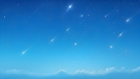 Stars in the blue sky. 3d rendering, 3d illustration.の素材