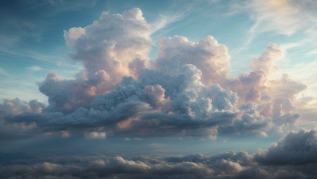Cloudscape has been developing in gorgeous form. The sky is filled with beautiful clouds.の素材