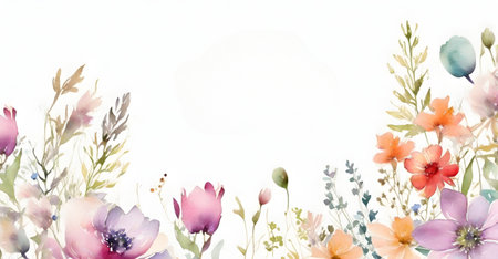 Watercolor flowers. Illustration. Gentle colors. Spring. Summer.の素材