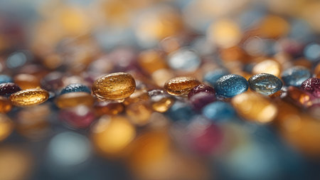 Macro of a lot of multicolored beads with shallow depth of fieldの素材