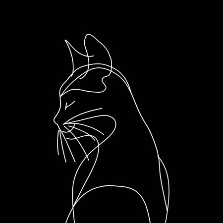 Cat line art isolated on black background. Vector illustration for your designのイラスト素材
