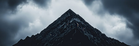 Dramatic Dark Mountain Peak Under Ominous Cloudscape Nature Photography sky rock grey hill view vastの素材