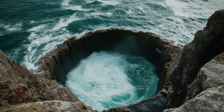 Dramatic Ocean Waves Crashing Dramatic Cliffs Turquoise Water Powerful Nature Scene Coastalの素材