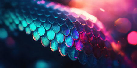 Abstract Iridescent Scales Teal Pink Purple Digital Art Background Texture blue cyan dark shinyの素材