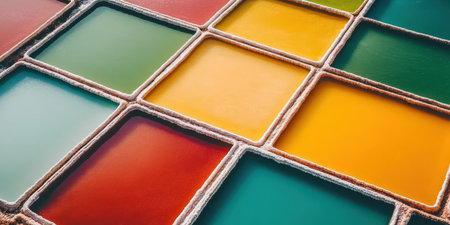 Vibrant Colored Squares Abstract Texture Background Design art teal blue aqua gold lime aqua rubyの素材