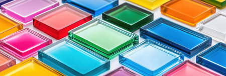Colorful Glass Tiles Abstract Background Design Texture art style image shiny light vivid shapesの素材