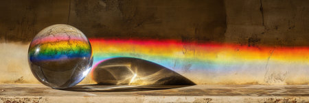 Crystal Ball Rainbow Reflection Abstract Photography Light art hue wall life tone glass image stillの素材