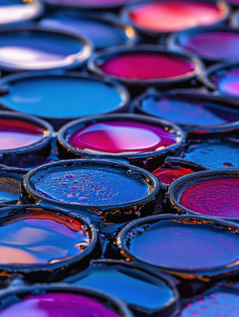 Vibrant Blue Purple Paint Swirls Abstract Texture Background art hue rich tone image style shinyの素材