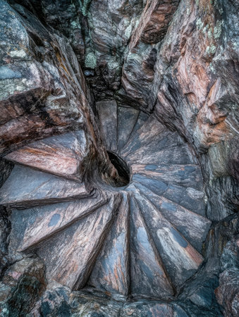Stone Spiral Staircase Natural Rock Formation Abstract Design art way grey pink path view brownの素材