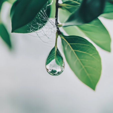Nature Waterdrop Green Leaf Dewdrop Reflection Photography Macro Spa Pure Life Calm Plant Cleanの素材