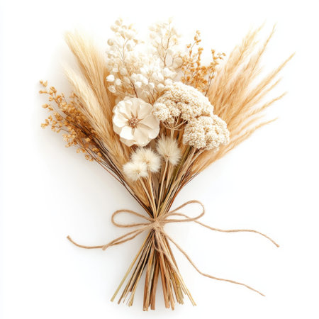 Elegant Dried Flower Bouquet Beige Cream Wheat Pampas Grass art boho home soft fall decor styleの素材