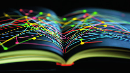 Abstract Colorful Lines Network Book Digital Art Design Graphic Background Illustration Web Dataの素材