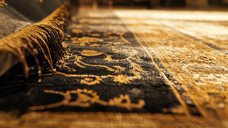 Luxury Golden Black Oriental Rug Texture Detail Closeup art home rich dark rich decor style wovenの素材