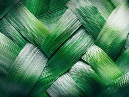 Abstract Green Leaf Texture Woven Pattern Nature Background Design eco art lush tone plant freshの素材