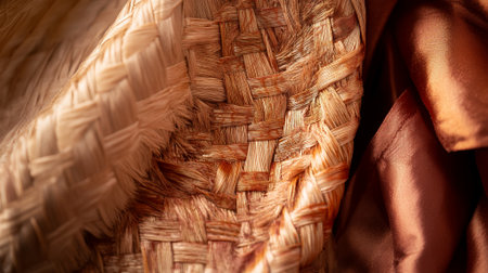 Woven Texture Background Brown Beige Natural Fiber Fabric Design art warm weave craft rustic patternの素材