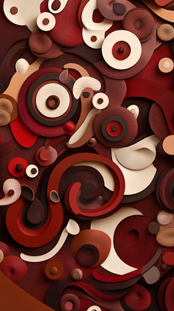 Abstract Red Brown Swirls Organic Shapes Modern Art Design Background Texture Waves Beige Creamの素材