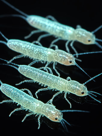 Translucent Aquatic Insects Detailed Macro Photography Study up life pale blue legs body head eyesの素材