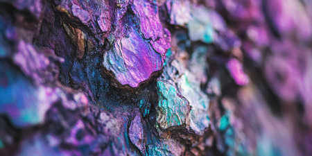 Vibrant Purple Teal Tree Bark Texture Closeup Nature Abstract Background art wood wall macro imageの素材