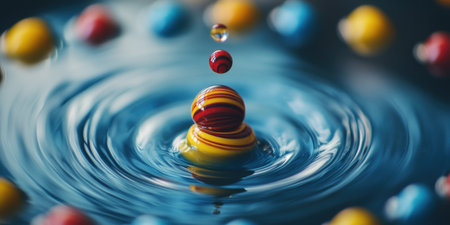 Vibrant Colorful Marbles Droplet Water Ripples Abstract Background Design art red blue life macroの素材