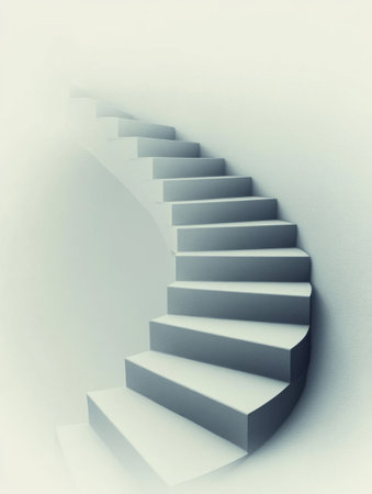 Modern Minimalist White Spiral Staircase Architecture Design 3d way rise grey home room path stepsの素材
