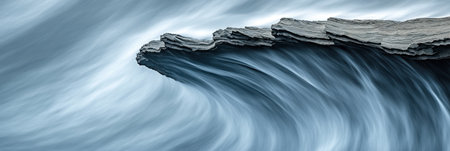 Dramatic Coastal Rock Formation with Stunning Water Flow Abstract Nature Photography sea art blueの素材
